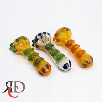 GLASS PIPE GOLD FUME WITH LEAF GP4071 1CT